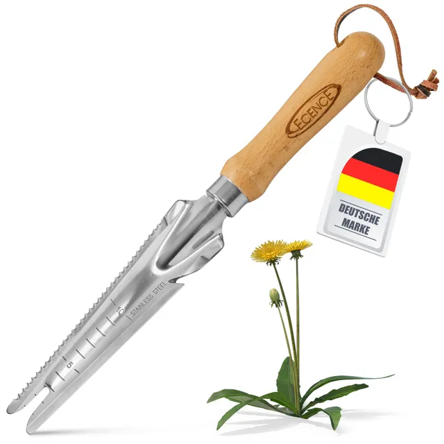 ECENCE Estirpatore Erbacce Manuale Acciaio Inox Legno