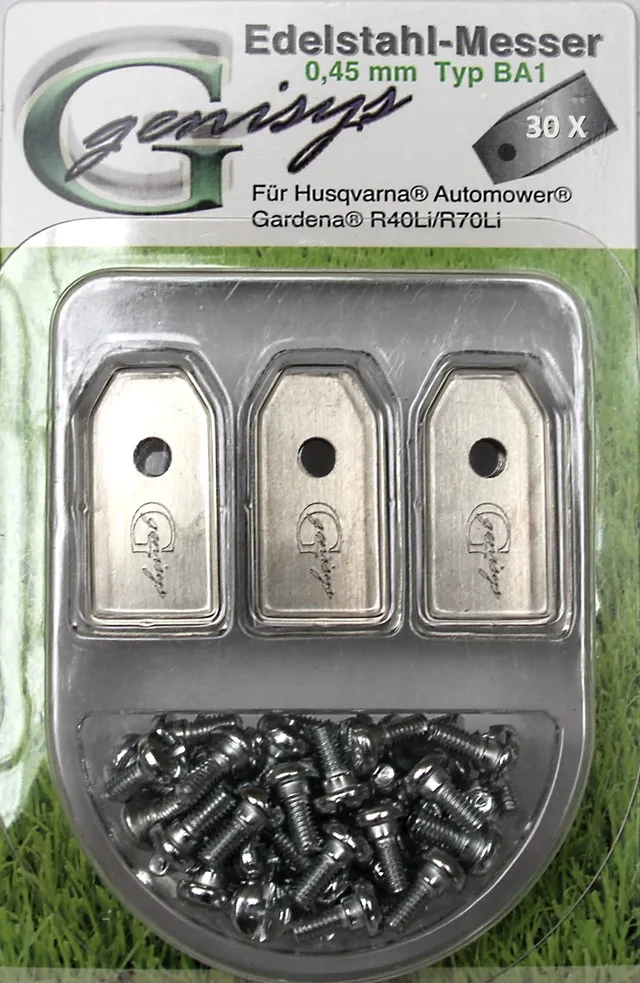 Genisys BA1 lame robot tosaerba 30 pezzi con viti 0,45 mm
