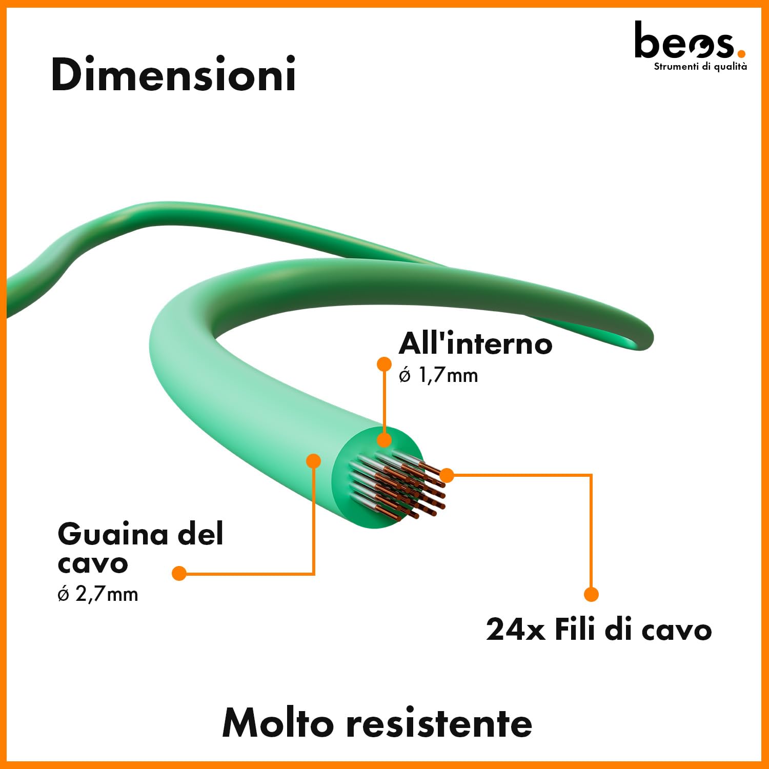 BEOS Cavo Perimetrale 25m Filo Robot Tosaerba Rame