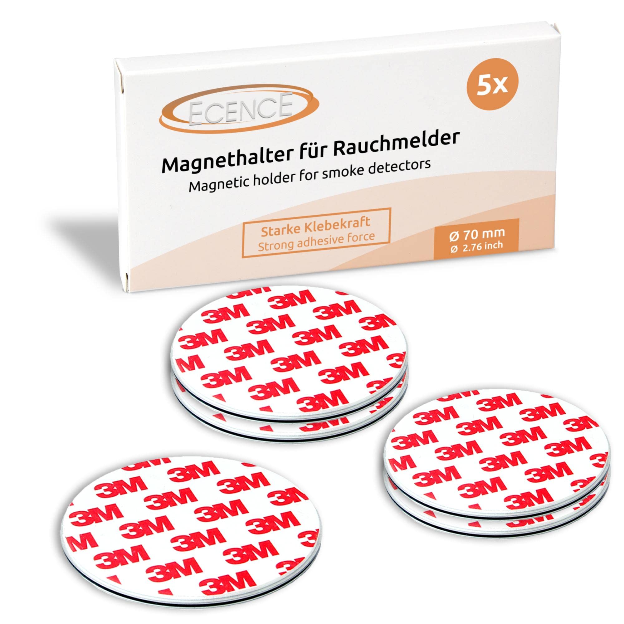 Ecence supporto magnetico rilevatore fumo adesivo 70 mm 10 pz