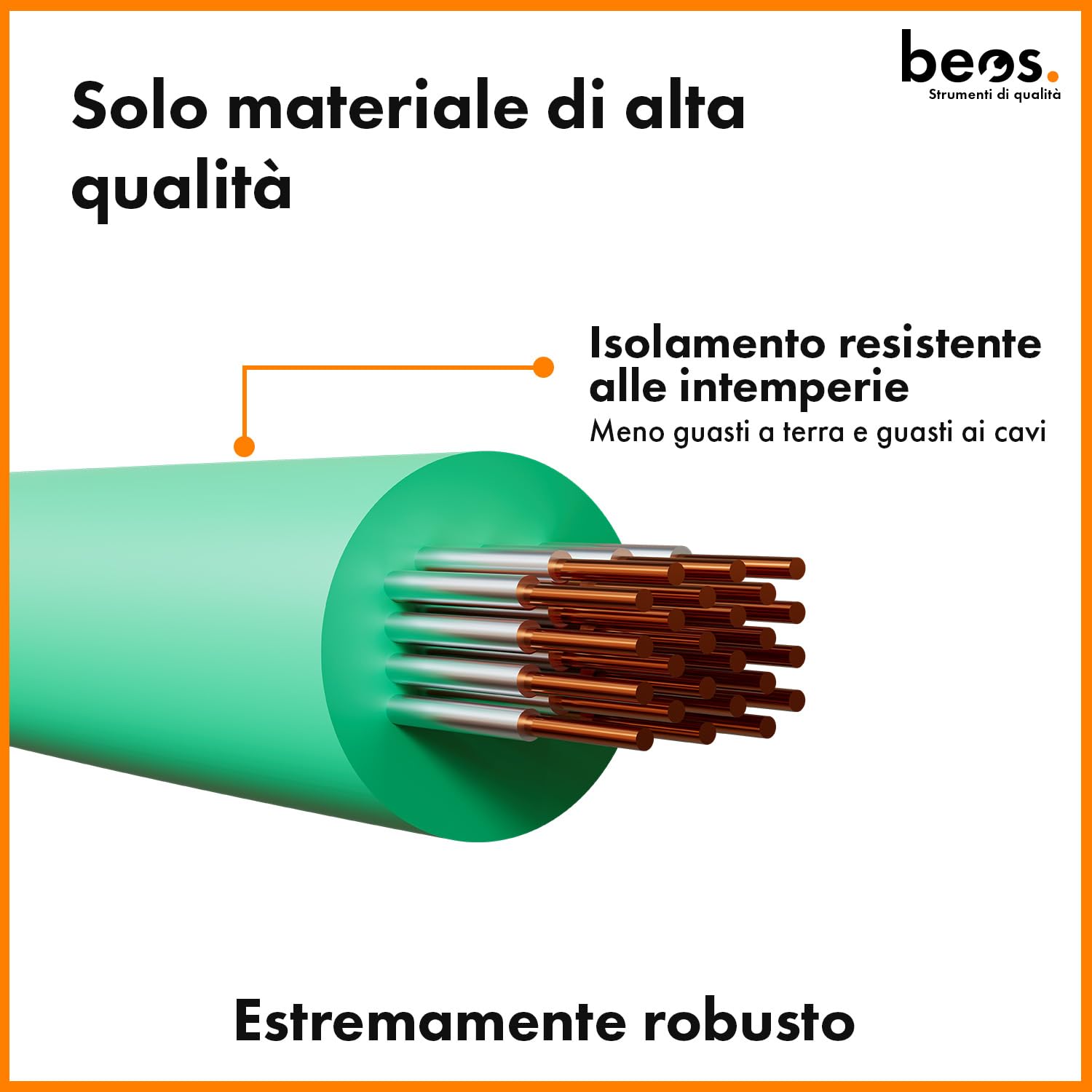 BEOS Cavo Perimetrale 25m Filo Robot Tosaerba Rame