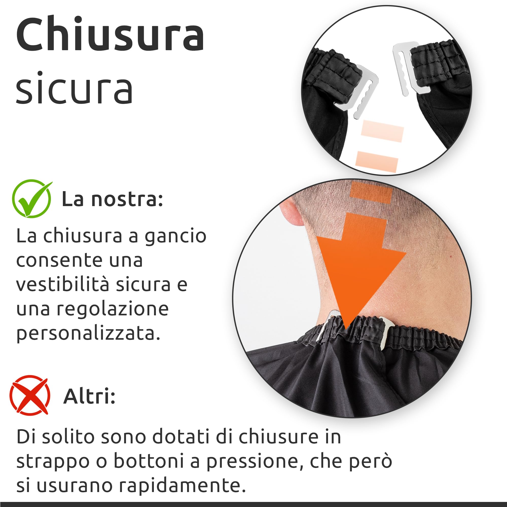 ECENCE Mantella parrucchiere nero 150x120cm mantella idrorepellente