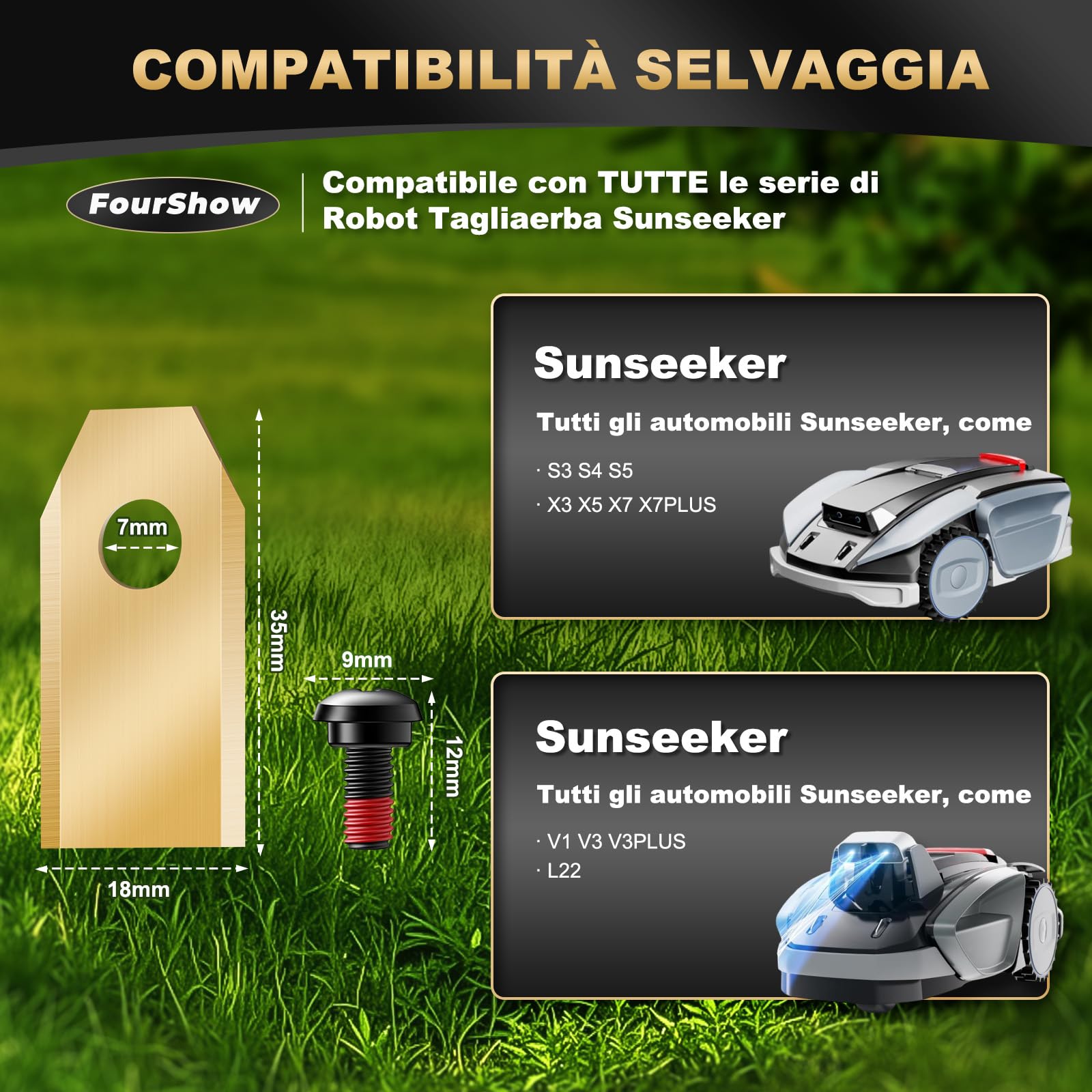 Sunseeker Elite Lame Robot Rasaerba 36 Pezzi Titanio