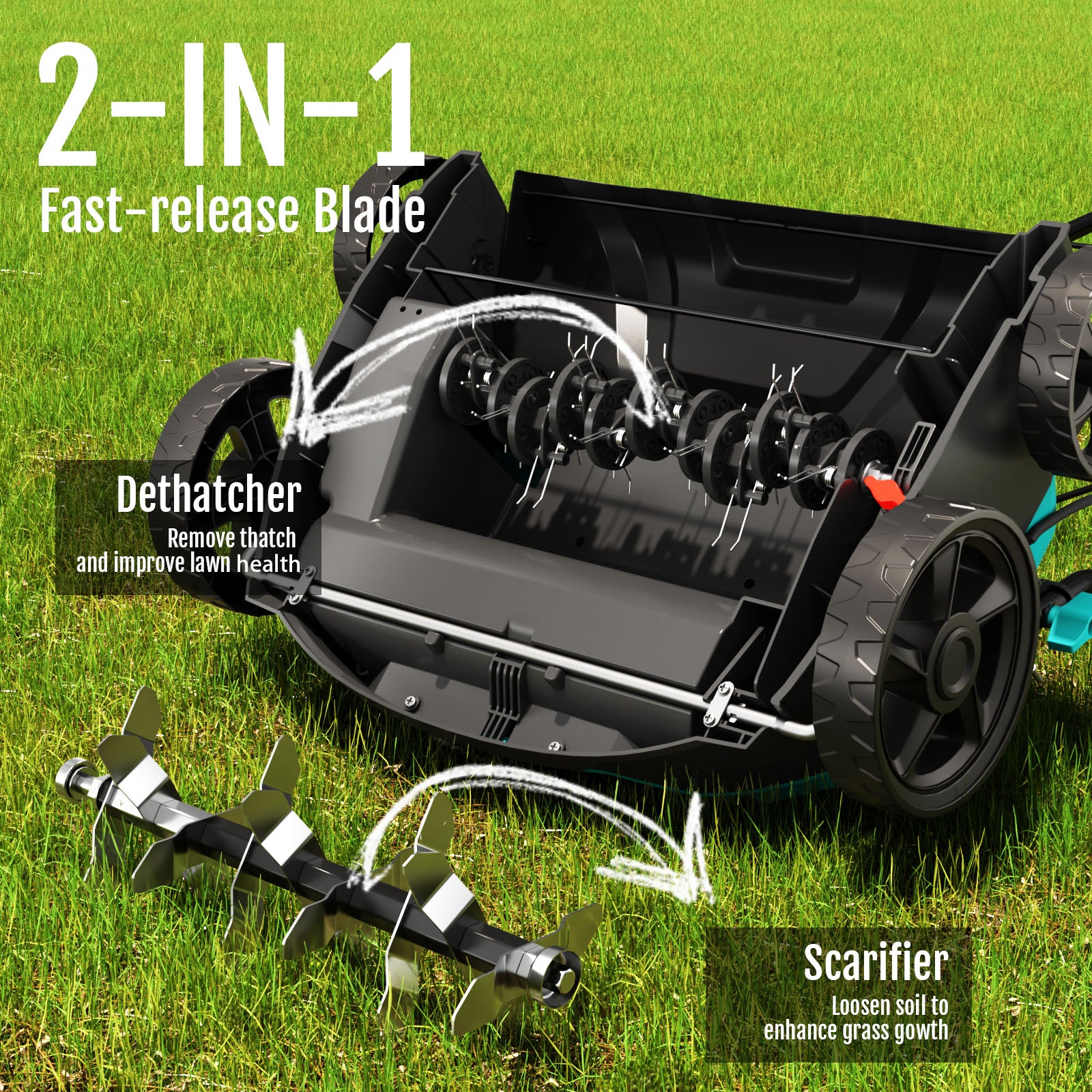 Yardcare Arieggiatore Scarificatore 2in1 14" con Sacco