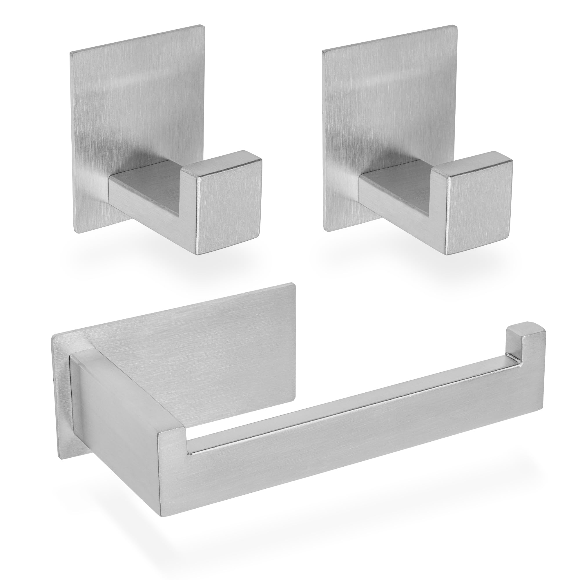 ECENCE Set Bagno Nero Portarotolo + 2 Ganci Adesivi