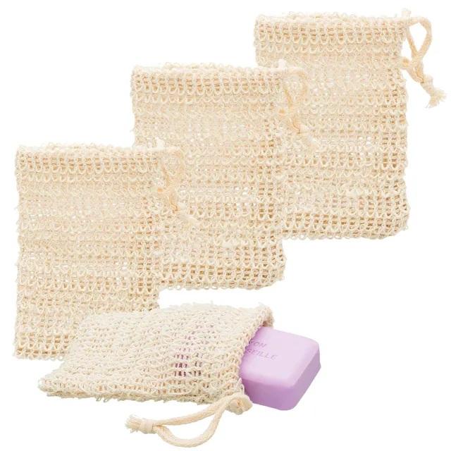 ECENCE Sacchetti Sapone Sisal 14x9 cm 4 Pezzi Esfolianti