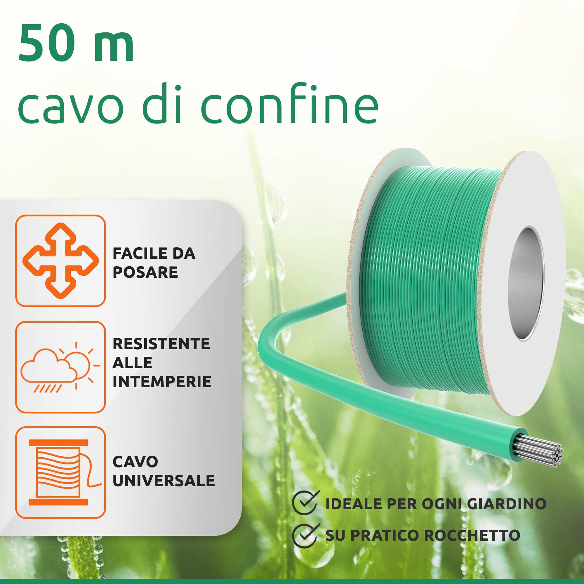 ECENCE Cavo Perimetrale 50m Filo Robot Tosaerba Ø3,4mm