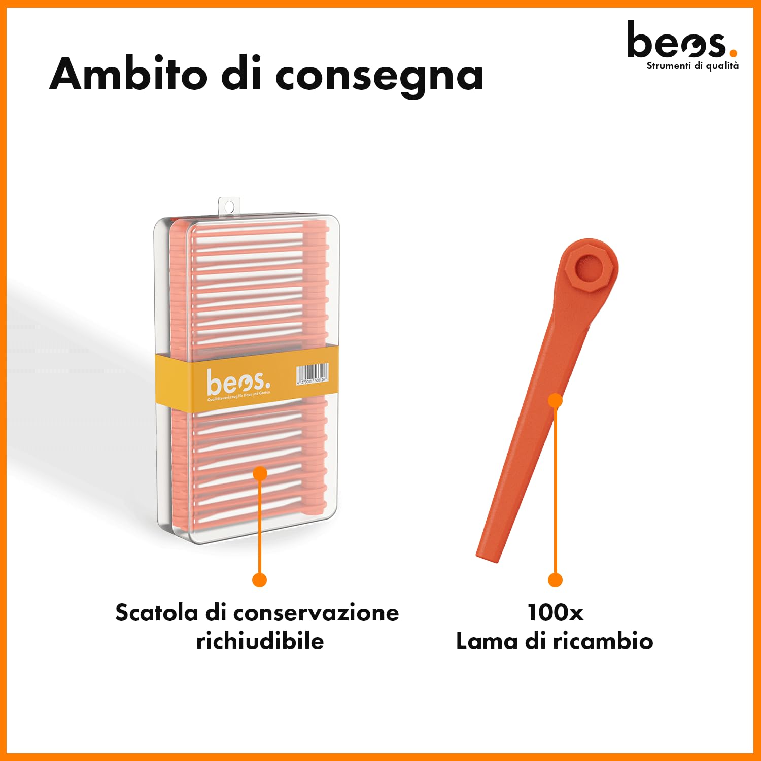BEOS Lame Ricambio Gardena Plastica 100 Pezzi Taglio Preciso