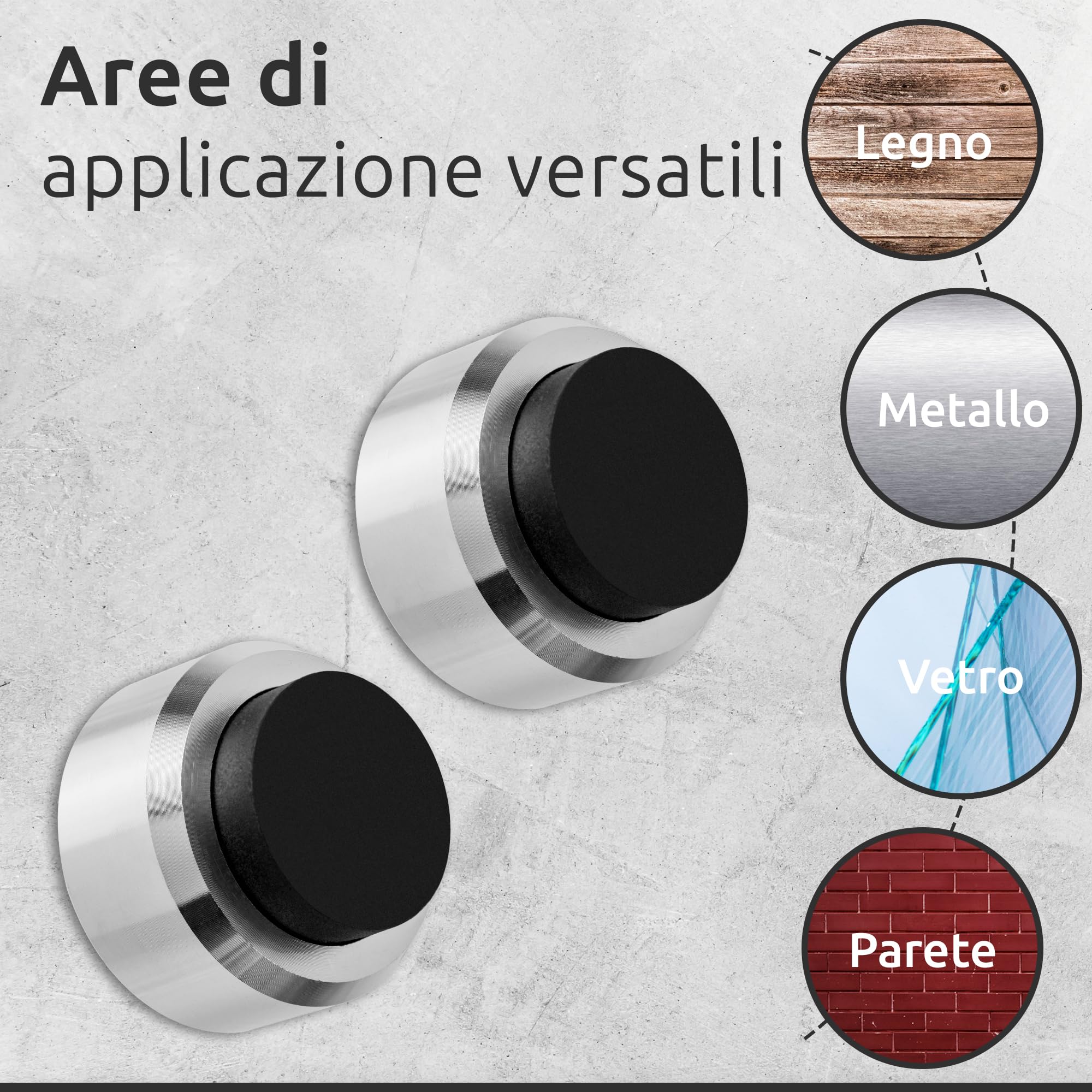 ECENCE Fermaporta da Muro Inox 2 Pezzi con Gomma