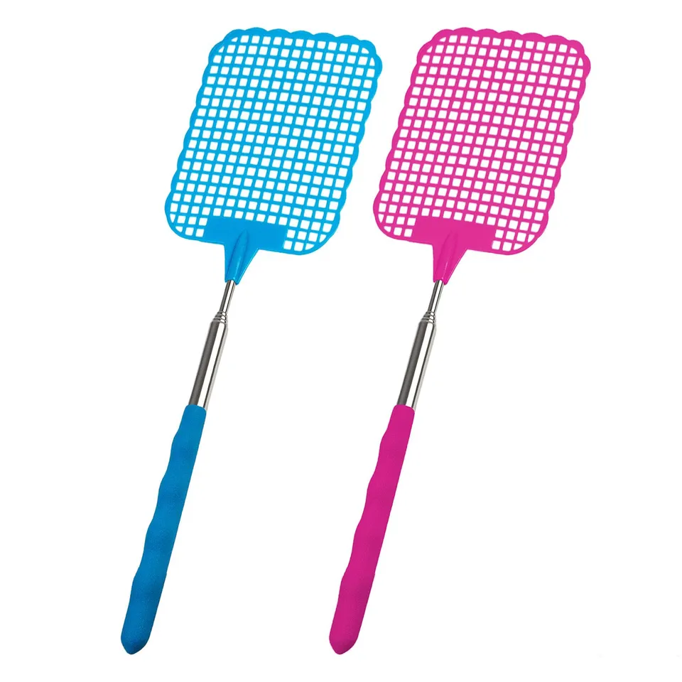 Ecence Scacciamosche telescopico 26-72 cm set 2 blu rosa