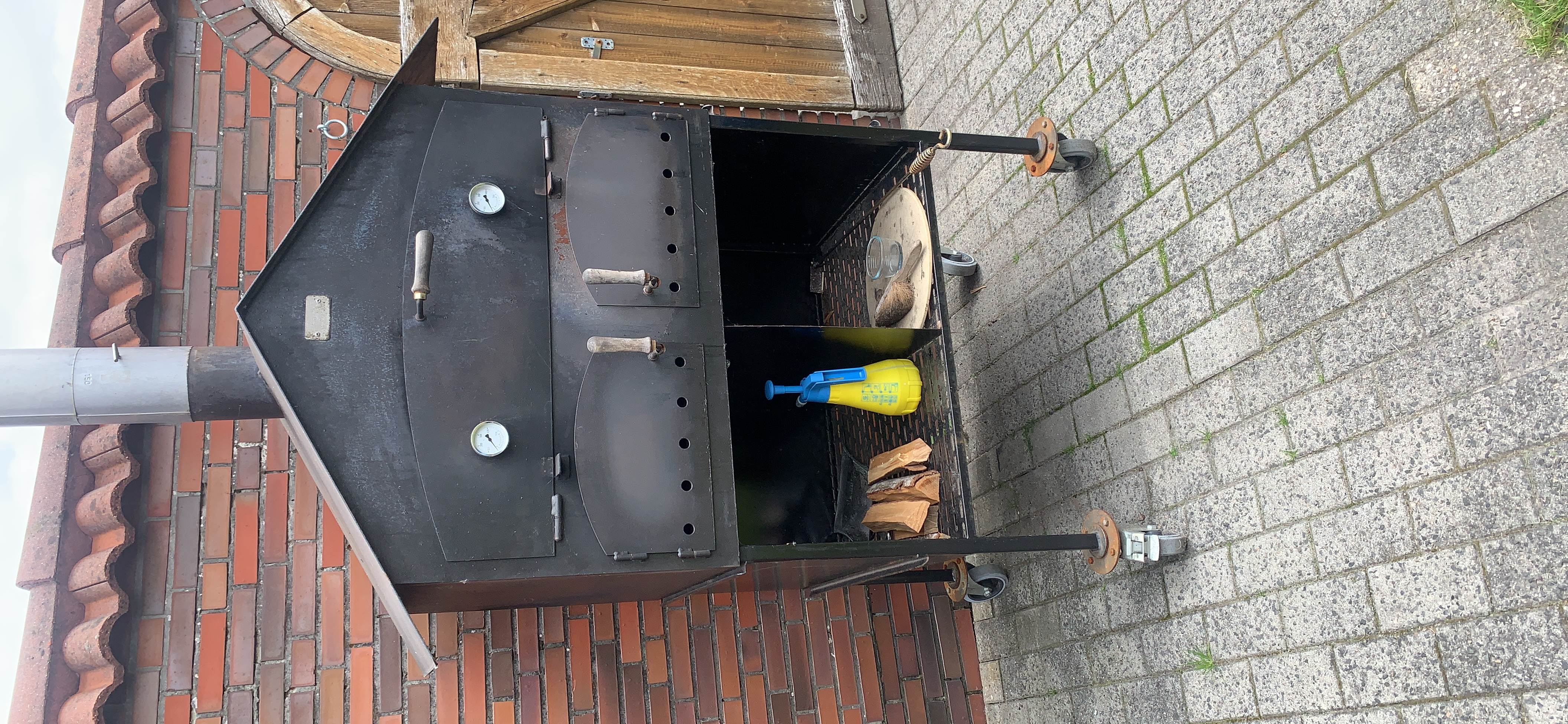 ECENCE Spazzola Forno Pizza Ottone con Raschietto Legno