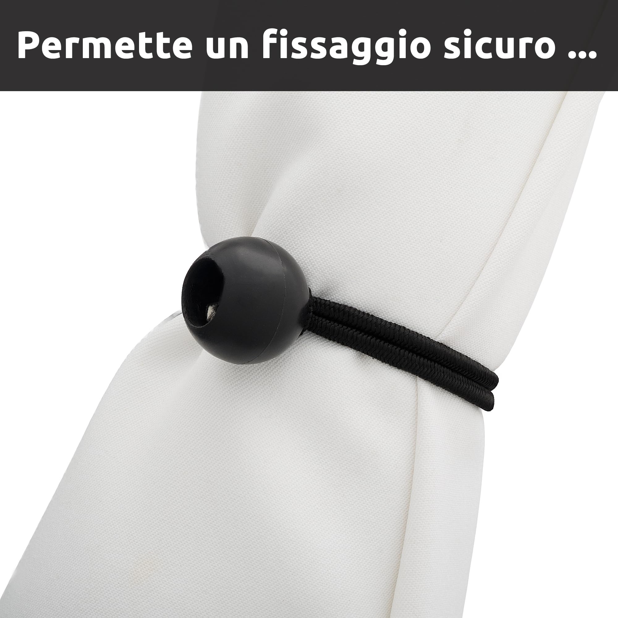 ECENCE elastici con sfera neri 50 pezzi per teloni