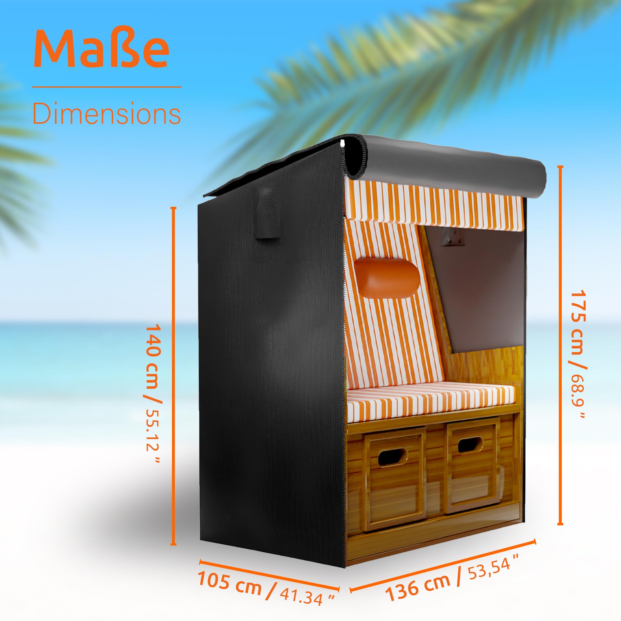 ECENCE telo protettivo strandkorb impermeabile nero 135x105cm