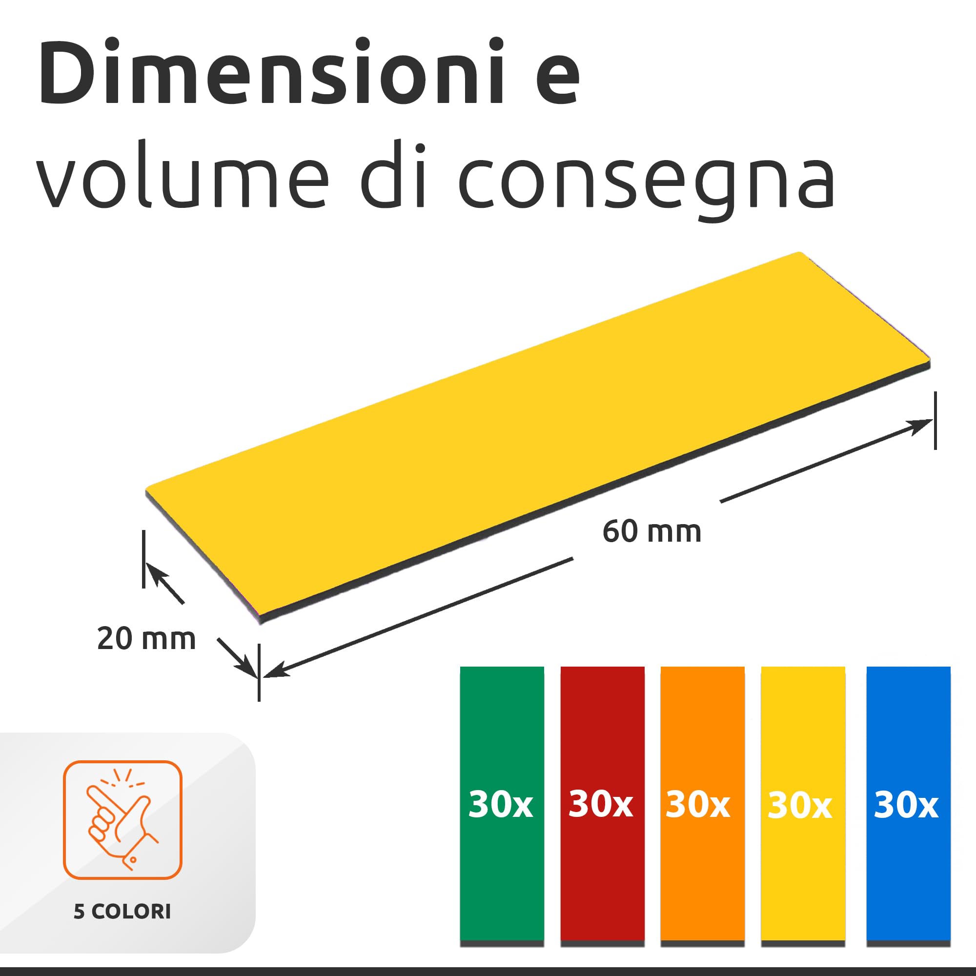 ECENCE etichette magnetiche 150 pezzi 60x20 mm colorate