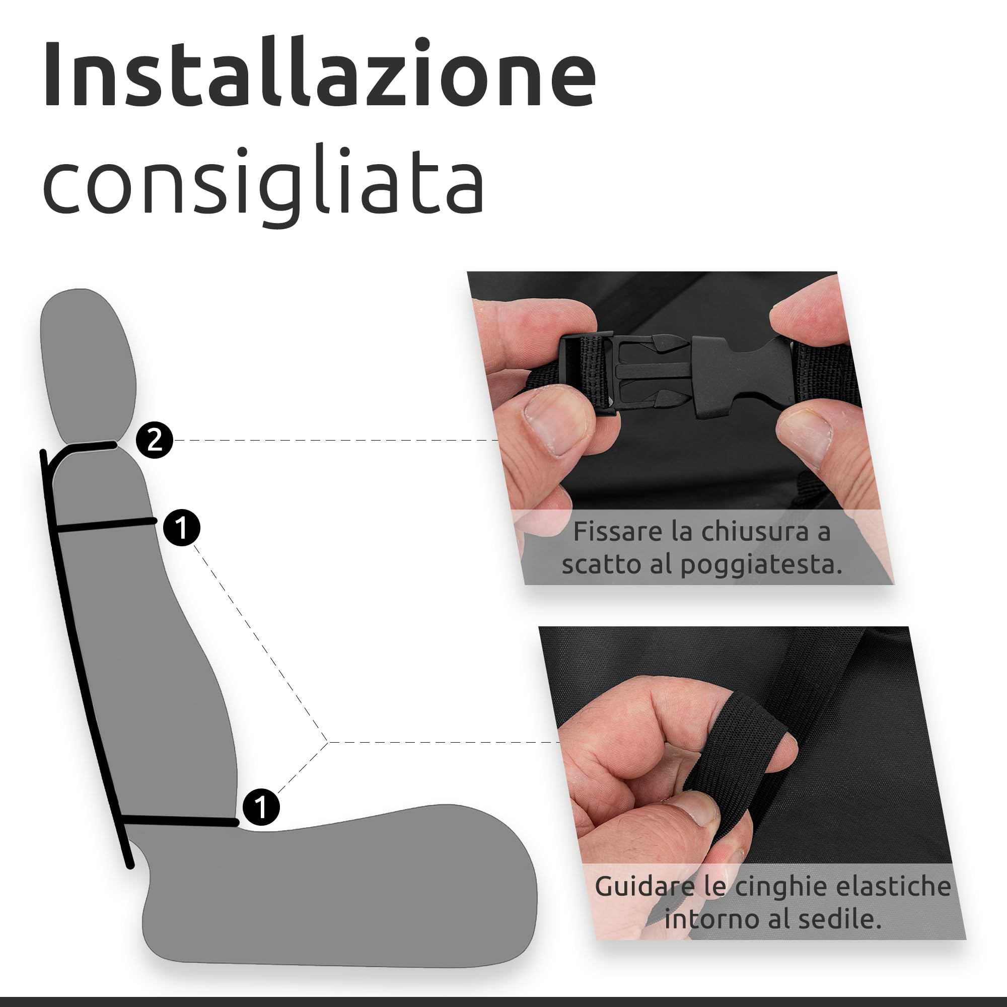 ECENCE Protezione Sedile Auto Bambini 50x70cm Set 2 Nero
