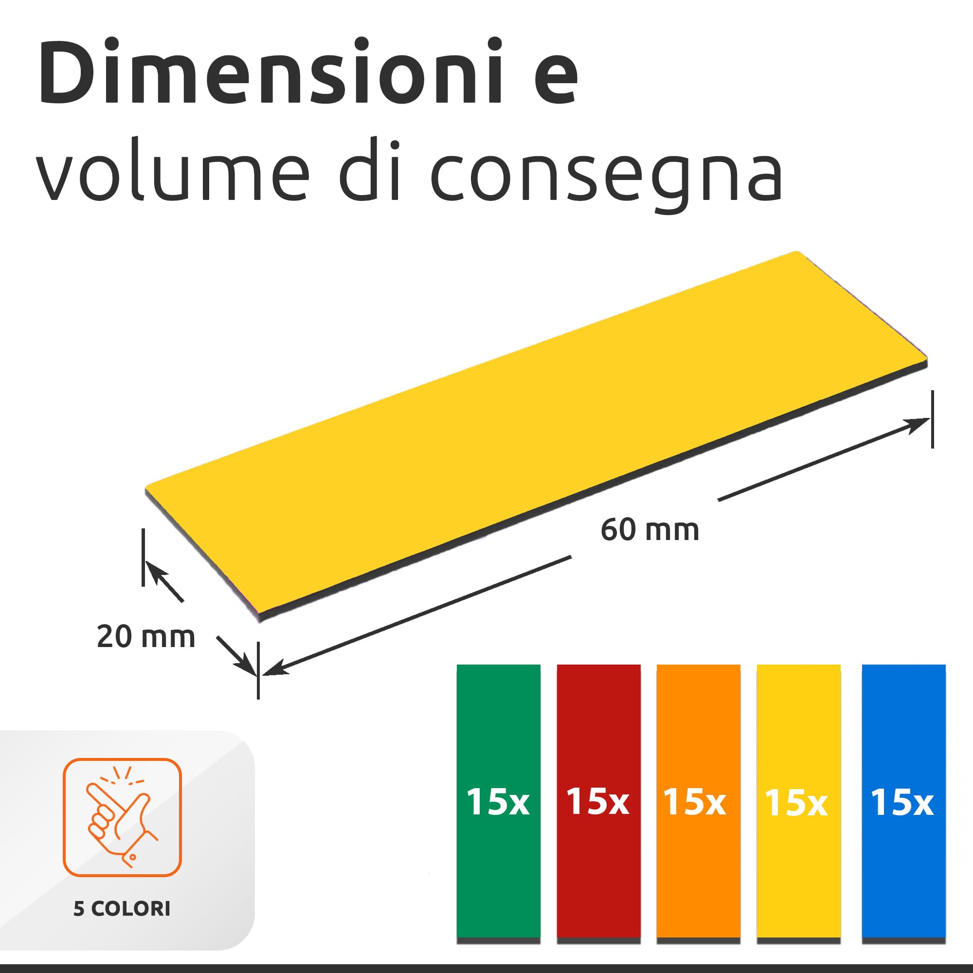 ECENCE etichette magnetiche 60x20mm 75 pezzi multicolore