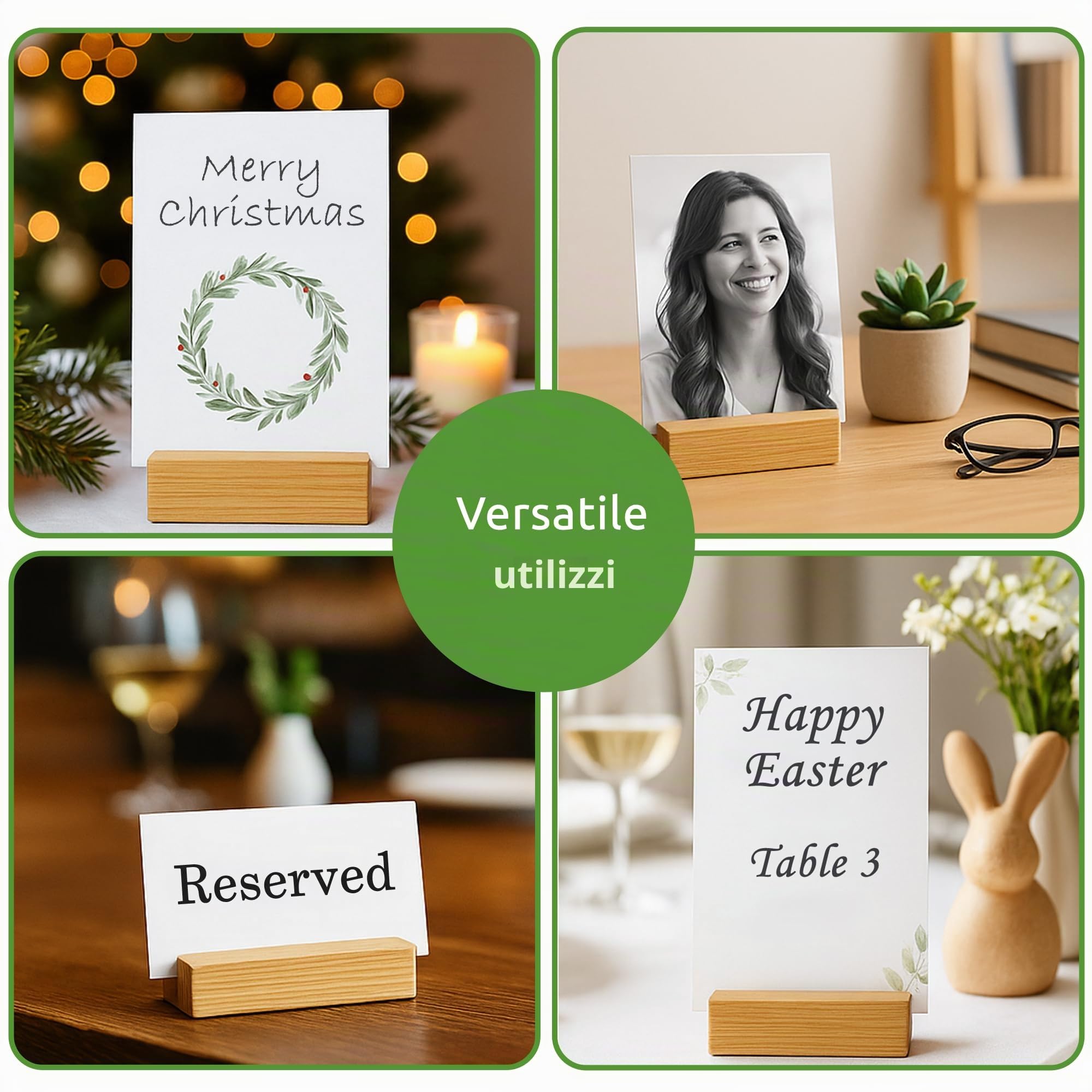 ECENCE segnaposto legno bambù portafoto 20 pz matrimonio
