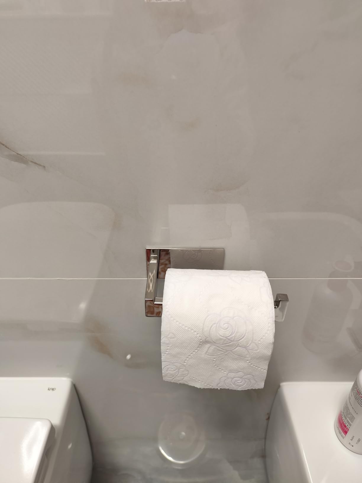 ECENCE Set Bagno Nero Portarotolo + 2 Ganci Adesivi