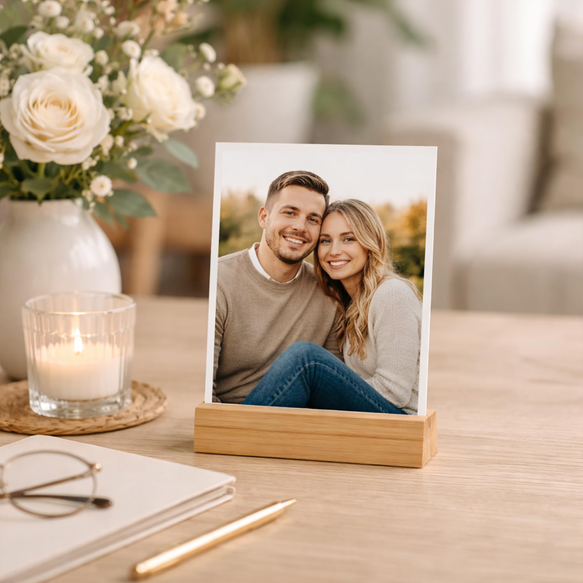 ECENCE segnaposto legno bambù portafoto 20 pz matrimonio