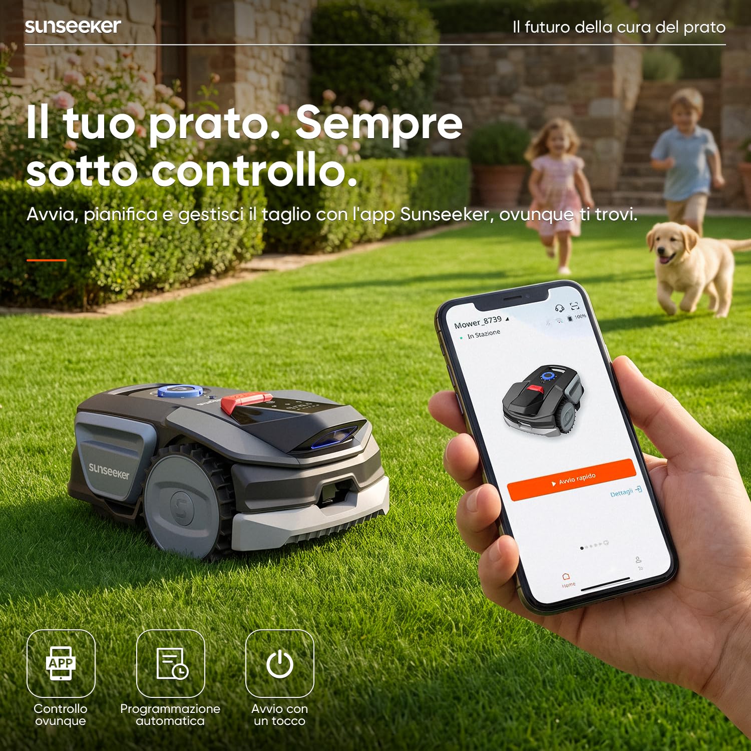 Sunseeker Elite V1 robot tagliaerba senza filo 300mq con garage