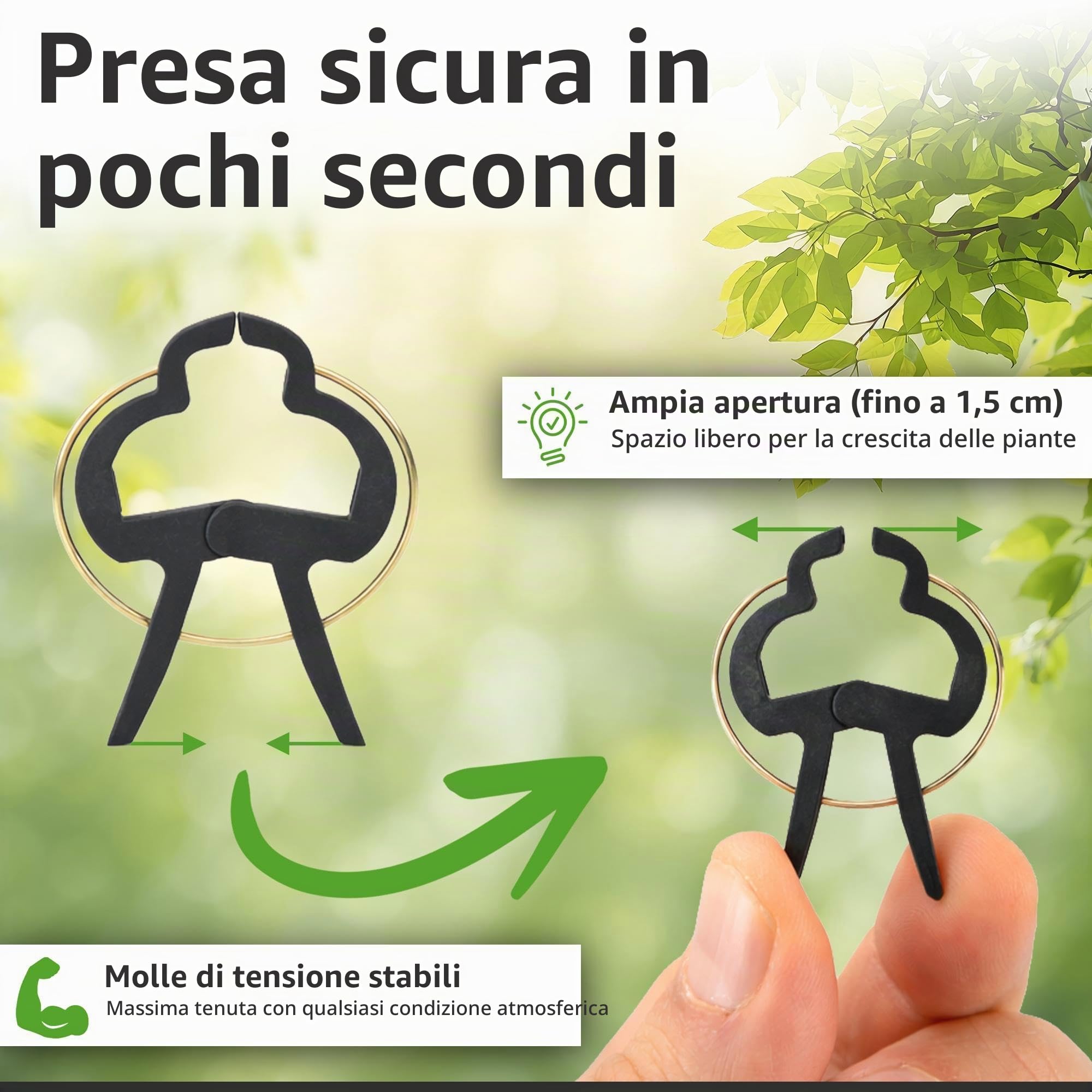ECENCE clip piante pomodori 60 pezzi misura M verdi