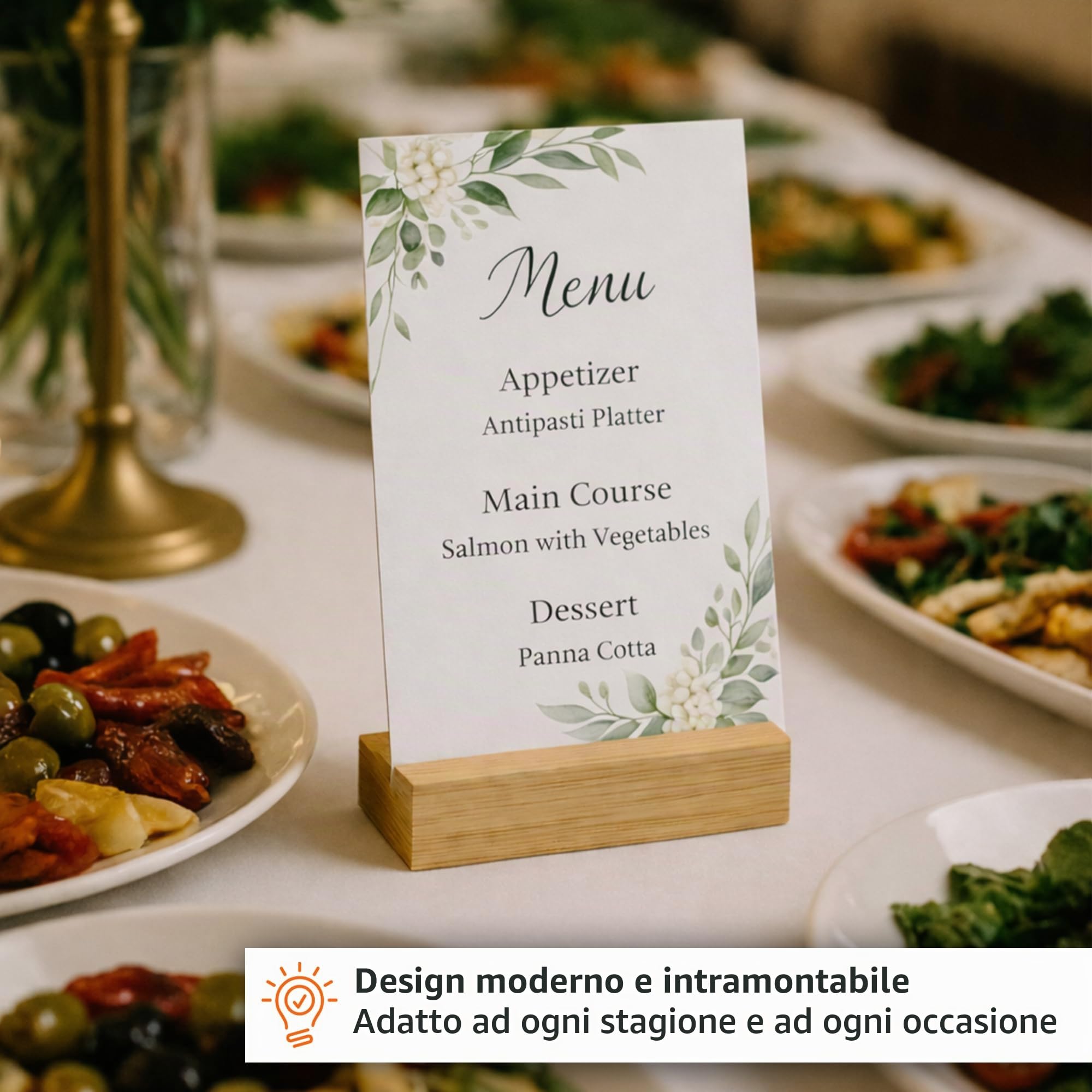 ECENCE segnaposto legno bambù portafoto 20 pz matrimonio